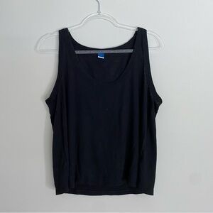 old navy semi sheer linen blend oversized black tank large scoop neck